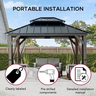 Image showing  10 x 12ft. Archwood Steel Roof Tent with Lights + Mosquito Net