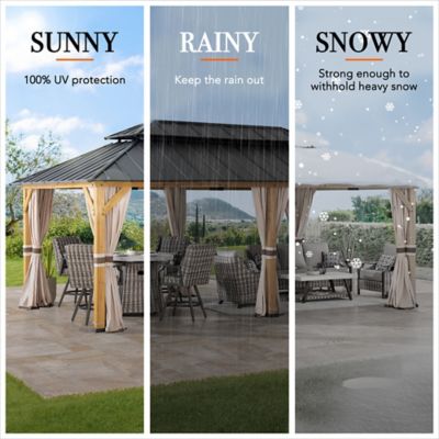 Image showing 3 th Sunjoy 12 x 20 ft. Archwood Steel Roof Tent + Mosquito Net with Lights