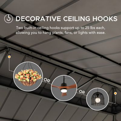 Image showing 6 th Sunjoy 12 x 20 ft. Archwood Steel Roof Tent + Mosquito Net with Lights