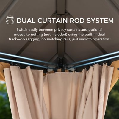 Image showing 7 th Sunjoy 12 x 20 ft. Archwood Steel Roof Tent + Mosquito Net with Lights