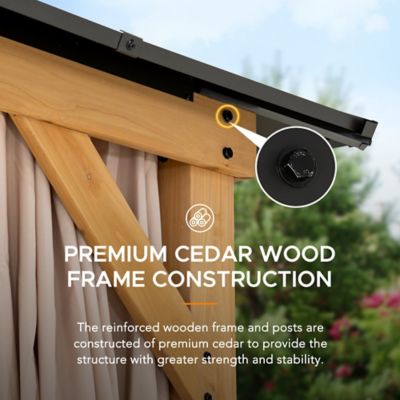 Image showing 8 th Sunjoy 12 x 20 ft. Archwood Steel Roof Tent + Mosquito Net with Lights