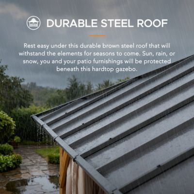 Image showing 9 th Sunjoy 12 x 20 ft. Archwood Steel Roof Tent + Mosquito Net with Lights