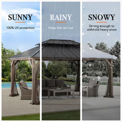 Image showing 3 th Sunjoy 12x16 Archwood Steel Roof Tent + Mosquito Net (with Lights)