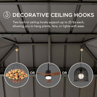 Image showing 5 th Sunjoy 12x16 Archwood Steel Roof Tent + Mosquito Net (with Lights)