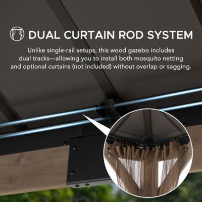 Image showing 6 th Sunjoy 12x16 Archwood Steel Roof Tent + Mosquito Net (with Lights)