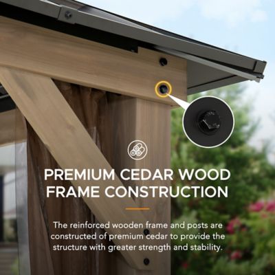 Image showing 7 th Sunjoy 12x16 Archwood Steel Roof Tent + Mosquito Net (with Lights)