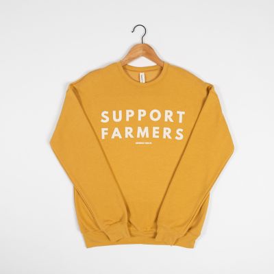 American Farm Company Women's Support Farmers Mustard Crewneck
