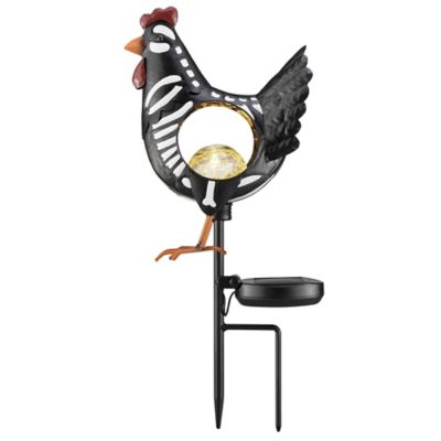 Red Shed 17 in. Skeleton Rooster Solar Stake
