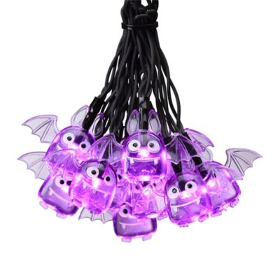 Red Shed 4 ft. Battery-Powered Indoor LED Bat Halloween String Lights, Purple Lights,Black Wire