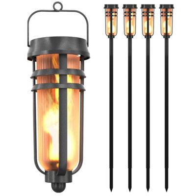 Image showing  Warm White Flicker Flame Torch LED Solar Accent Landscape Light, 4 pk