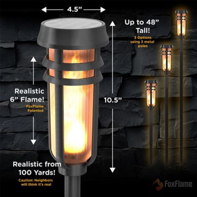 Image showing  Warm White Flicker Flame Torch LED Solar Accent Landscape Light, 4 pk