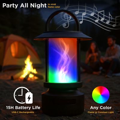 Image showing 8 th Foxflame Flicker Flame LED Lantern with BT speaker, Black