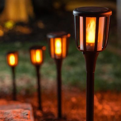 Image showing  Solar Rustic Torch, 4 pk