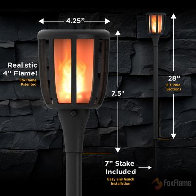 Image showing  Solar Rustic Torch, 4 pk