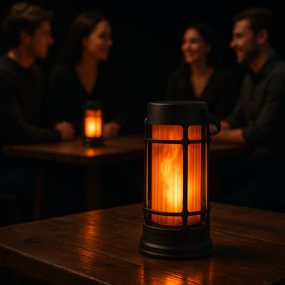 Image showing 5 th Foxflame Metal Outdoor Solar Lantern with Patented Realistic Flame, 1 pk.