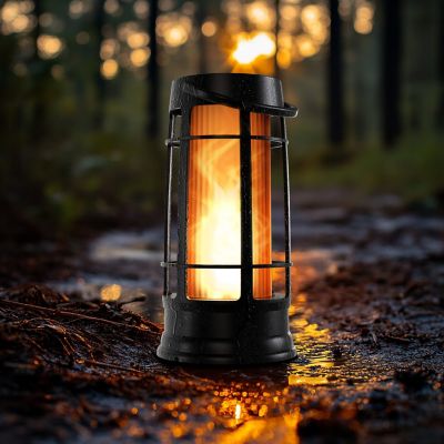 Image showing 9 th Foxflame Metal Outdoor Solar Lantern with Patented Realistic Flame, 1 pk.
