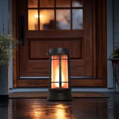 Image showing 8 th Foxflame Metal Outdoor Solar Lantern with Patented Realistic Flame, 2 pk.