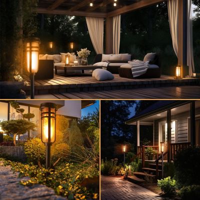 Image showing 9 th Foxflame Warm White Flicker Flame Torch LED Solar Accent Landscape Light, 1 pk.