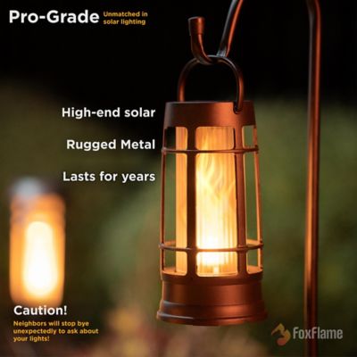 Image showing  Metal Outdoor Solar Lantern with Patented Realistic Flame, 4 pk.