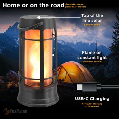 Image showing  Metal Outdoor Solar Lantern with Patented Realistic Flame, 4 pk.