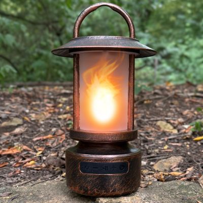 Image showing  Flicker Flame LED Lantern with BT speaker, Bronze
