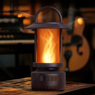 Image showing  Flicker Flame LED Lantern with BT speaker, Bronze
