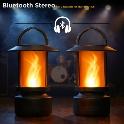 Image showing  Flicker Flame LED Lantern with BT speaker, Bronze