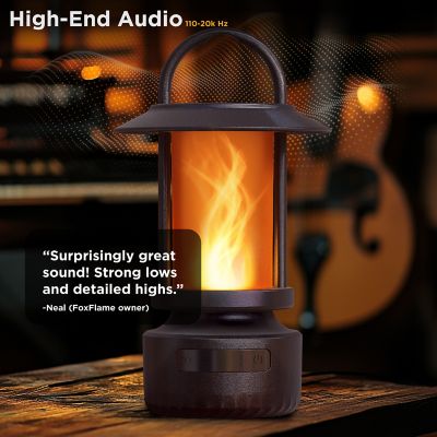 Image showing 6 th Foxflame Flicker Flame LED Lantern with BT speaker, Bronze