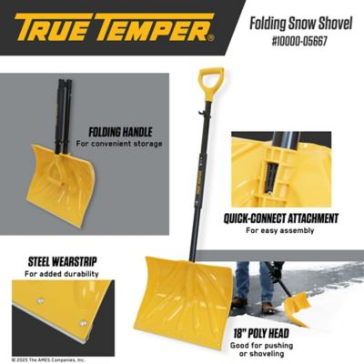 Image showing 9 th True Temper 51.26-in. H Folding Poly Snow Shovel