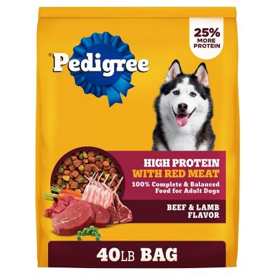 Pedigree High Protein Adult Dry Dog Food Beef and Lamb Flavor Dog Kibble, 40 lb. Bag
