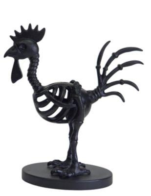 Red Shed 13.5 in. Skeleton Rooster Statue, Black