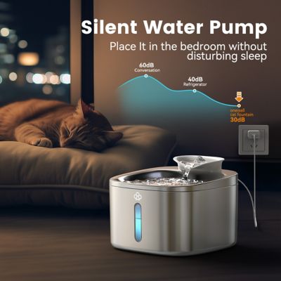 Image showing 5 th Oneisall PW03 Stainless Steel Cat Water Fountain - 3.5L/118 oz., Quiet, Auto, with 3 Filters