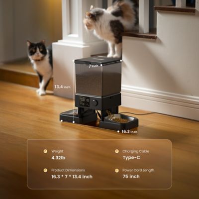 Image showing 9 th Oneisall PFD-002 Automatic Cat Feeder - 5L/20 Cups, Timed Dry Food Dispenser for 2 Cats, Indoor Pet Feeder