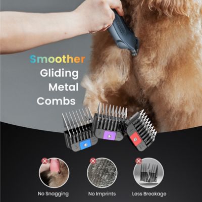 Image showing 5 th Oneisall PC14 Cordless Dog Clippers, 2-Speed, with Carbon Steel Blade, Metal Combs & Removable Battery
