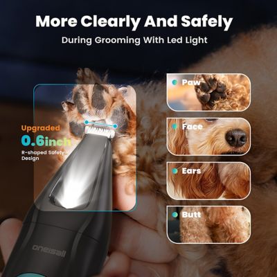 Image showing 6 th Oneisall FC10 Silent Dog Clippers - Rechargeable 2000mAh, LED Light, Cordless Nail Grinder & Hair Trimmer