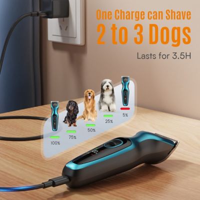 Image showing  DTJ-001 Cordless Dog Clippers - 2-Speed, 50dB Quiet, Rechargeable with Stainless Steel Blade for Thick Coats