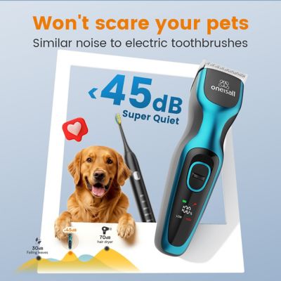 Image showing  DTJ-001 Cordless Dog Clippers - 2-Speed, 50dB Quiet, Rechargeable with Stainless Steel Blade for Thick Coats