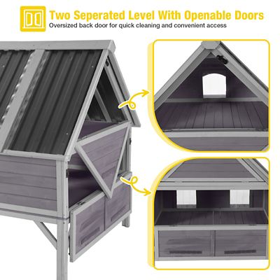 Image showing 5 th Aivituvin Heated Wooden Cat House with Insulation with Metal Roof