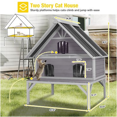 Image showing 6 th Aivituvin Heated Wooden Cat House with Insulation with Metal Roof