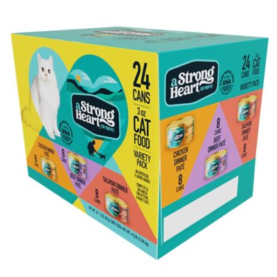 A Strong Heart Canned Wet Cat Food, Chicken, Beef and Salmon Variety Pack - 3 oz. Cans, Pack of 24