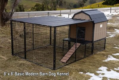 Image showing 3 th Cove Products Kennel Barn with 8 ft. x 8 ft. x 5 ft. Tall Run & Metal Cover (Basic)