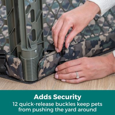 Image showing  Petyard Protect, 6-Panel Hunter Green Pet Yard with Lockable Pet Door and Camo SecureMat