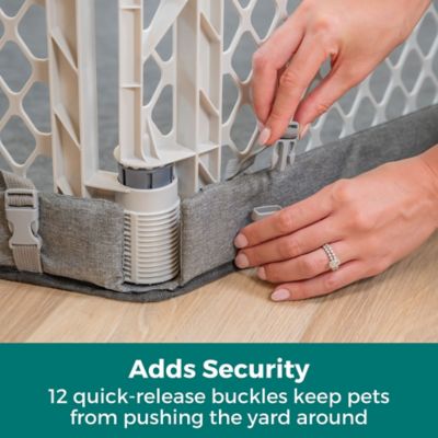 Image showing  Petyard Protect, 6-Panel Light Gray Pet Yard with Lockable Pet Door and Graphite SecureMat