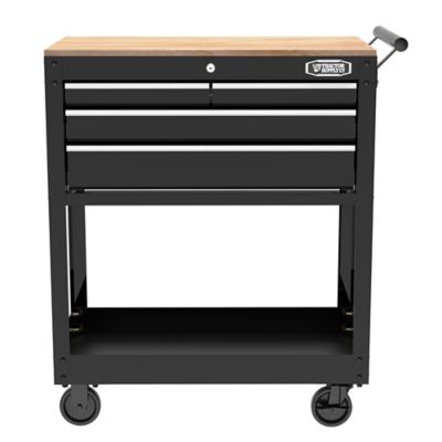 Tractor Supply 4-Drawer Tool Cart with Wood Top, 30 in., Black
