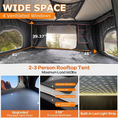 Image showing  Wildnest Pioneer HD Rooftop Tent Hard Shell with USB Outlet, Winter Thermal Liner, Summer Side Awning & Luggage Racks