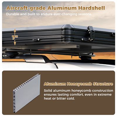 Image showing 7 th WILDNEST Rooftop Tent Hard Shell with USB Outlet, Winter Thermal Liner, Summer Side Awning & Luggage Racks