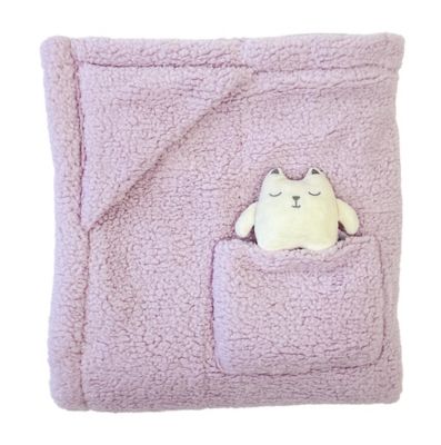 mimish Cozy Reversible - GITD Kittens Blanket with Plush Toy Pocket