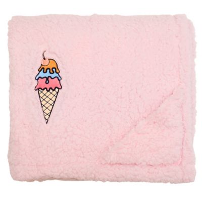 mimish Cozy Reversible - Ice Creams Sherpa Blanket with Emroidered Applique