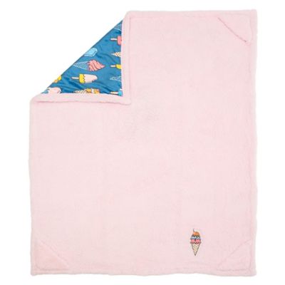 Image showing  Cozy Reversible - Ice Creams Sherpa Blanket with Emroidered Applique