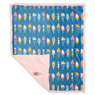 Image showing  Cozy Reversible - Ice Creams Sherpa Blanket with Emroidered Applique